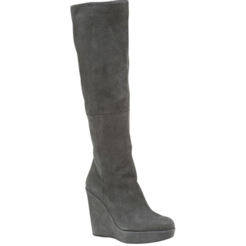Stuart Weitzman Slate Molten Wedge Tall Suede Boot